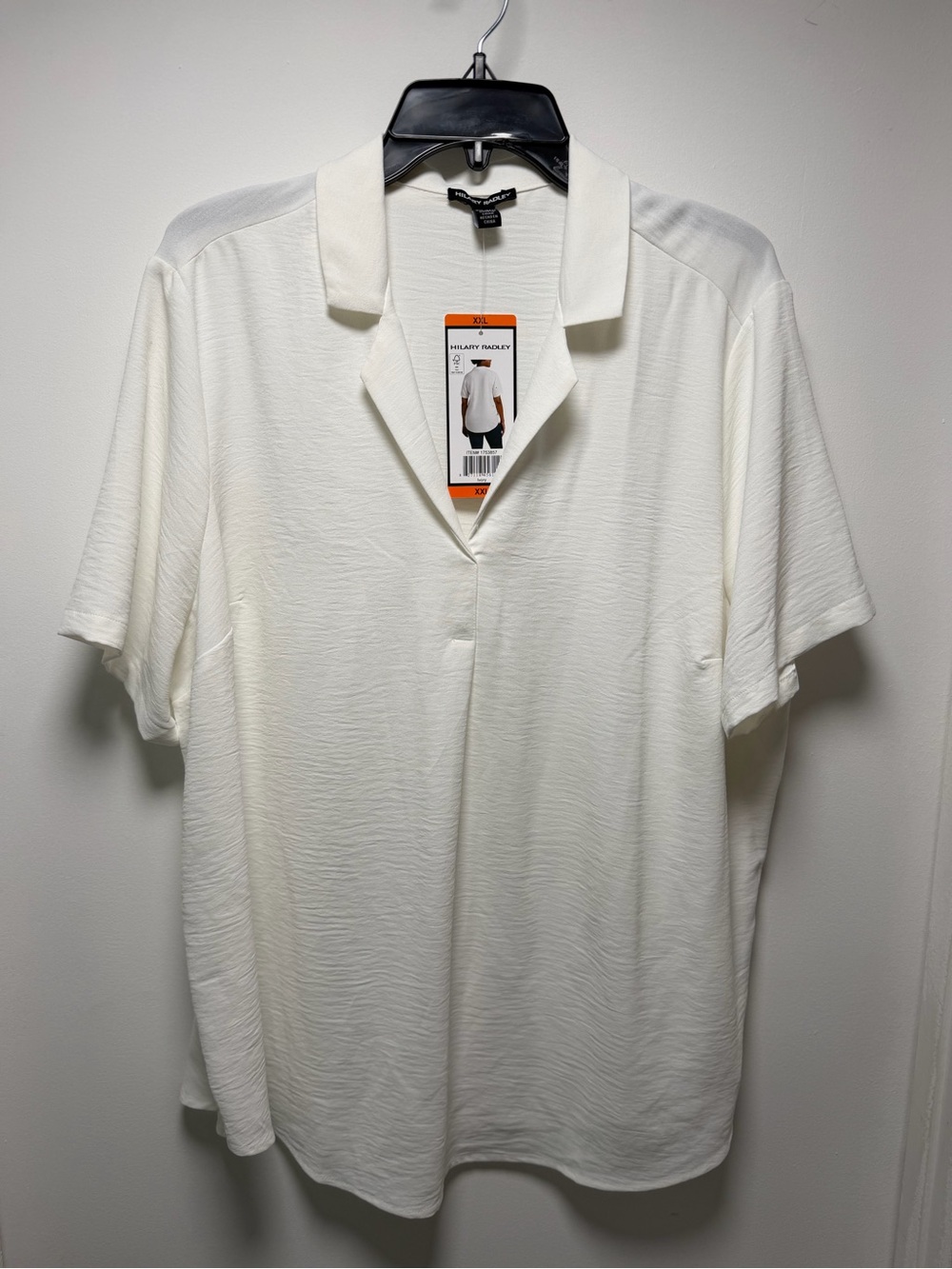 Hilary Radley Ivory Open-Collar Short Sleeve Top